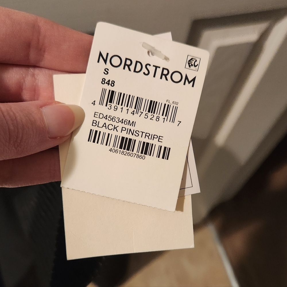 (Open Edit) Pinstripe Double Breasted Blazer, Color Black, Size S - Picture 3 of 5